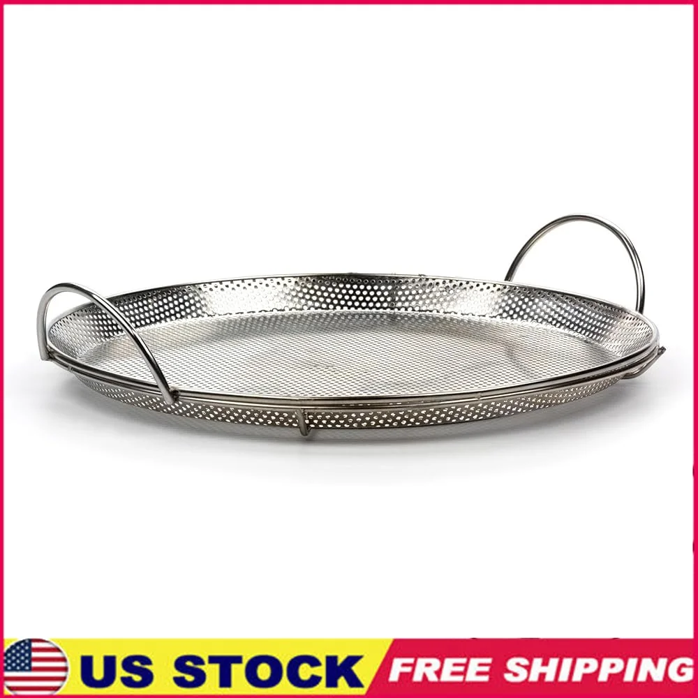 

Durable Stainless Steel Pizza Pan 11.5 Inch Precision Pierced Oven Grill Bake Perfect Brown Crispy Crust Easy Clean Dishwasher