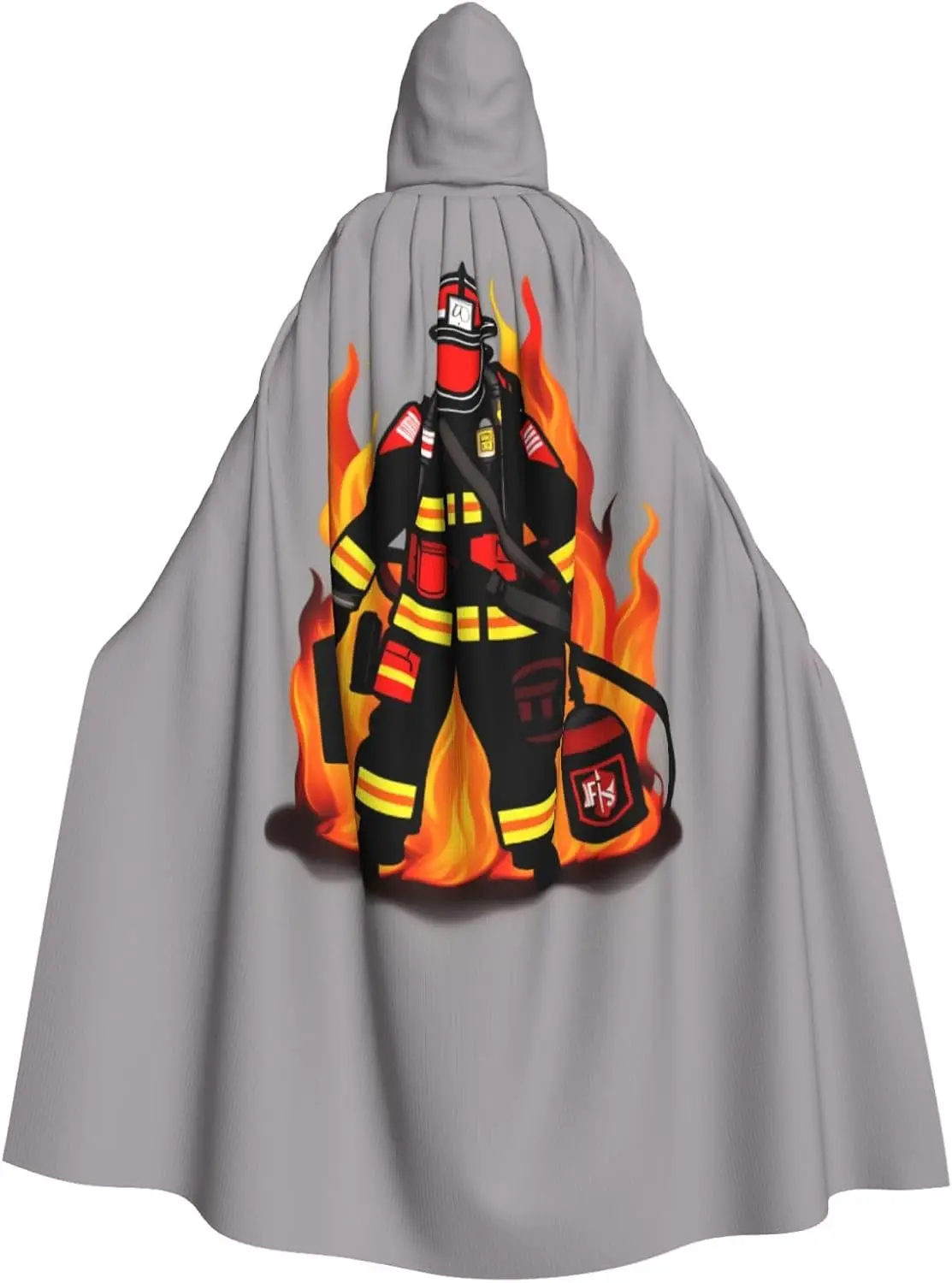 Bombeiro bombeiro impressão adulto com capuz capa carnaval festival capa cosplay robe traje festa gótico carnaval