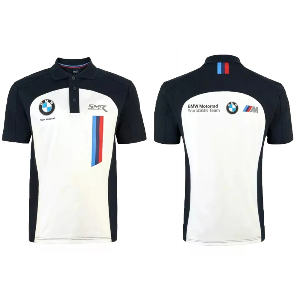 Polo da uomo in maglia abbottonata a maniche corte con abbigliamento sportivo Caltop Polo ufficiale della squadra BMW Motorrad WSBK