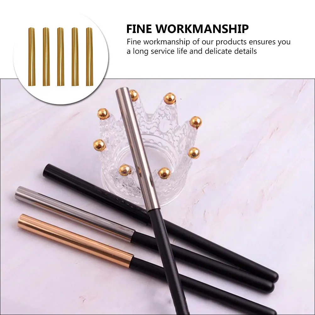 

5Pcs Sealed Metal Manicure Pen Caps Zinc Alloy Opaque Covers for Nail Art Pens Protective Brush Cap Supplies Manicure Pen Caps