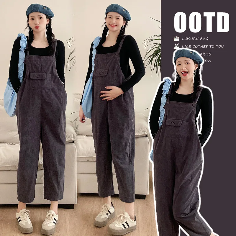 Maternity Jumpsuits 2024 Spring Sweet Casual Loose Overalls Clothes for Pregnant Women Pregnancy Bib Pants Outfits Clothing