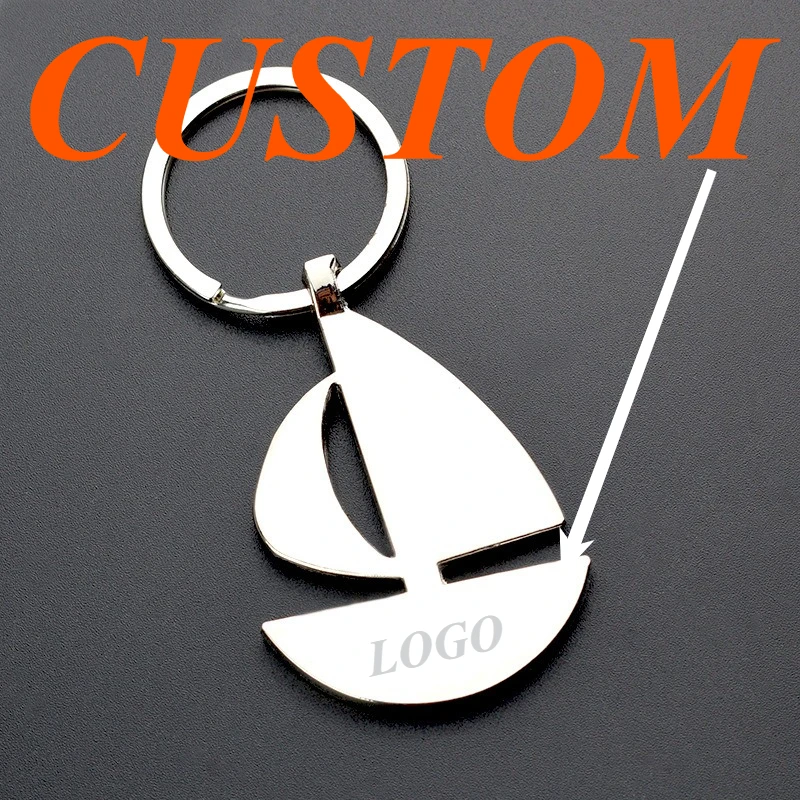 

1pc Custom Keychain Personalized Metal Auspicious Pendant Creative Sailboat Customized Key Ring Car Accessories Gift Wholesale