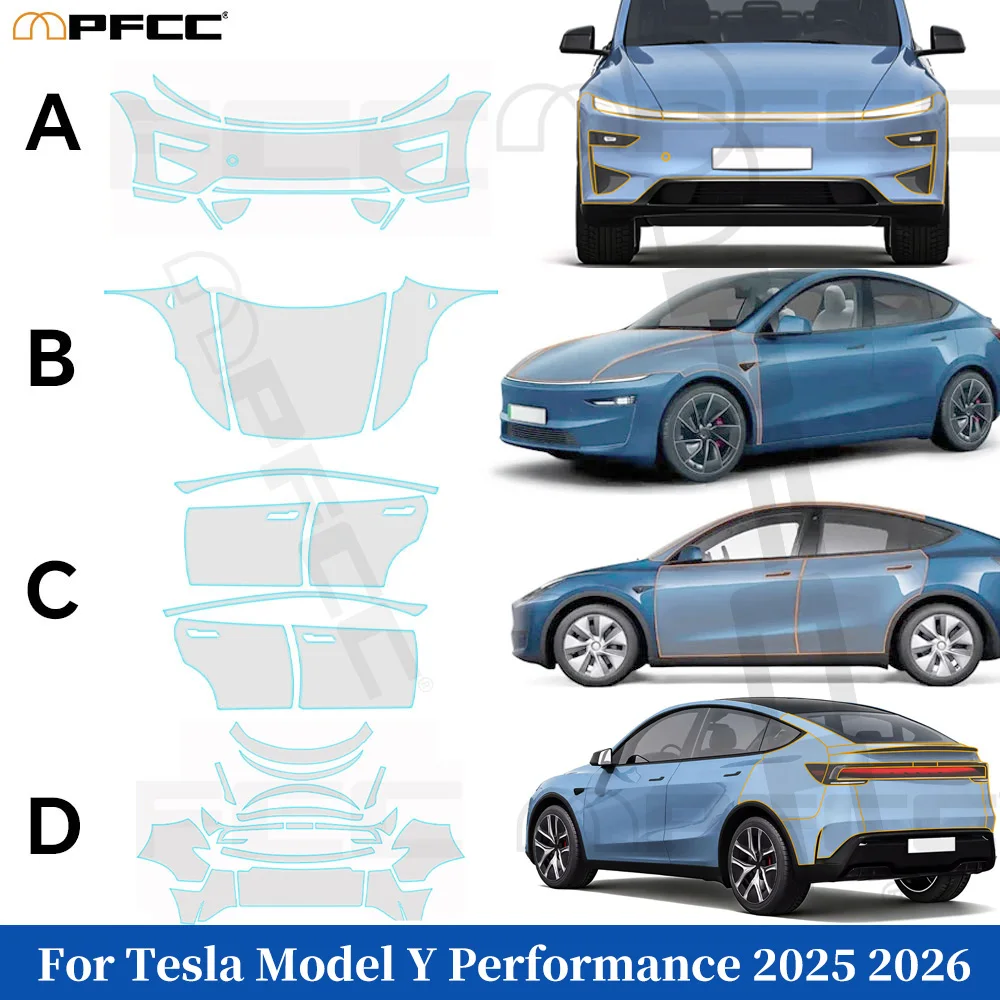 

For Tesla Model Y Performance 2025 2026 9Mil TPU Anti-Scratch Paint Protection Film Car Body Pre-cut Clear PPF Resistant Cover