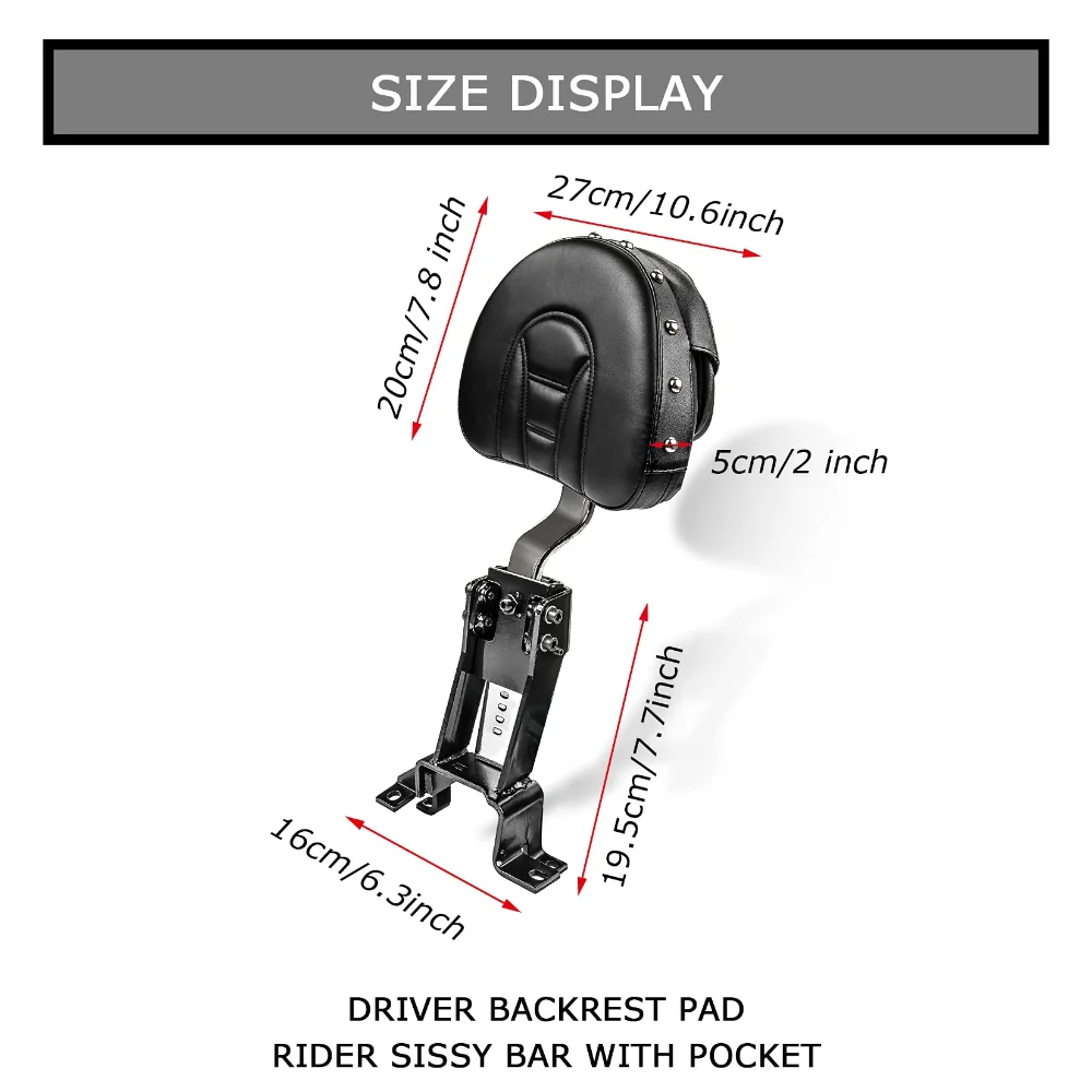 Stripe Motorcycle Driver Backrest With Black Pad Sissy Bar Back Rest For Indian Chief Roadmaster Chieftain Springfield 2014-2022