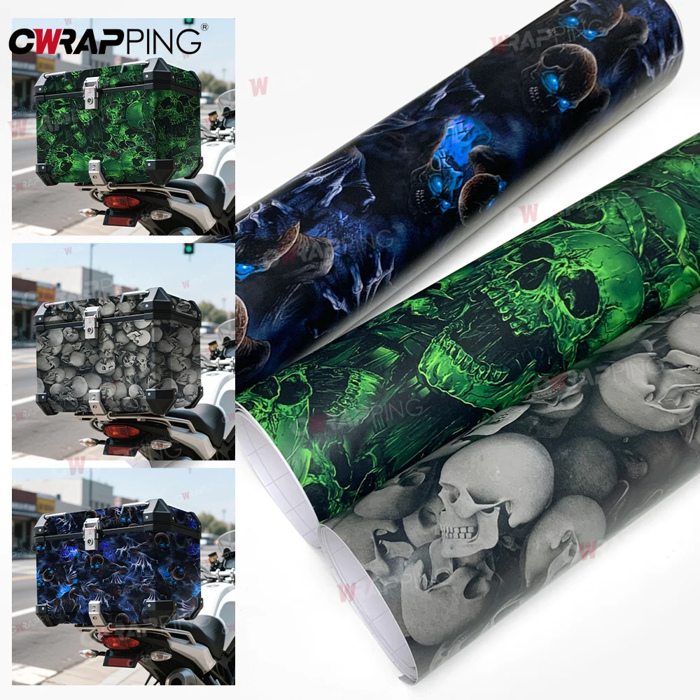 Selbstklebender Auto-Wrapping-Aufkleber, wasserdichte Abdeckung, Air Release-Folie, individuelle Aufkleber, Totenkopf-Aufkleber für die Fahrzeugabdeckung des Autofolien