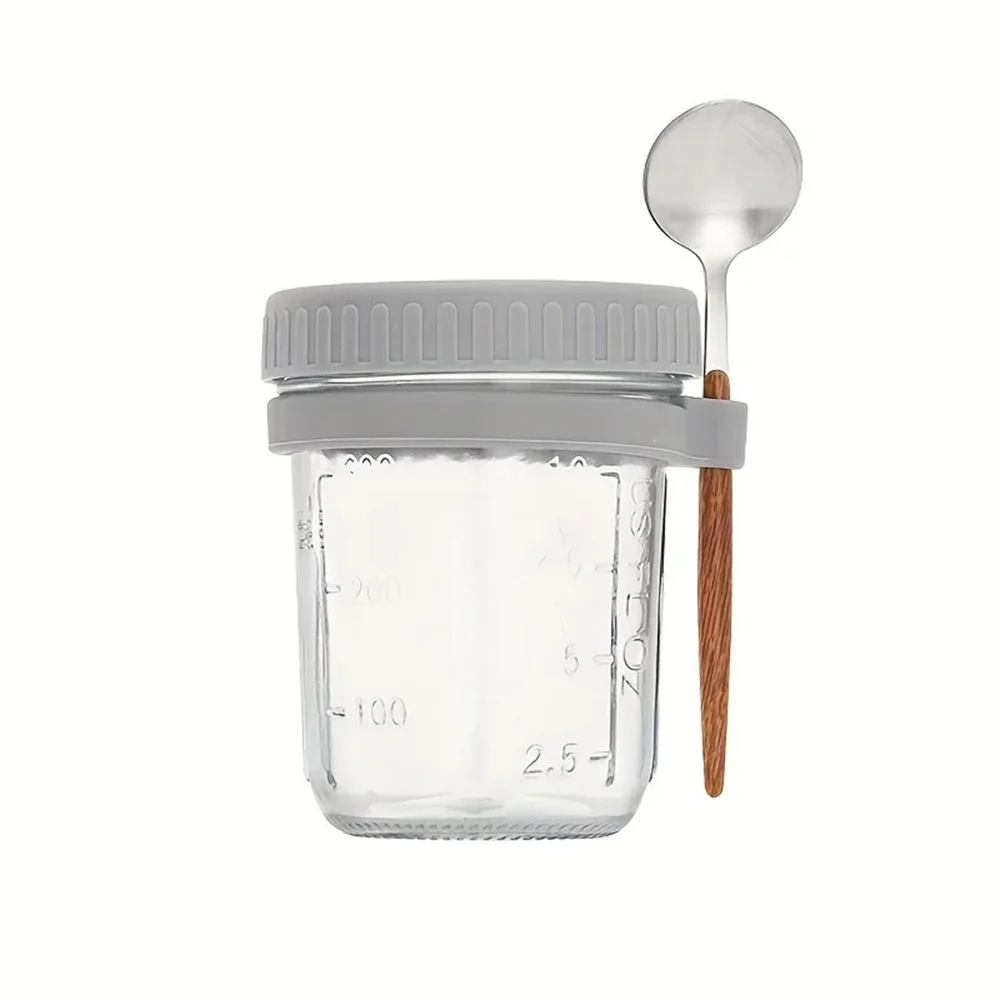 1-pack beker 350ML overnight oats beker glazen beker met deksel en lepel afsluitbaar ontbijtbakje draagbare ontbijtgranen melk salade yoghurt beker keuken