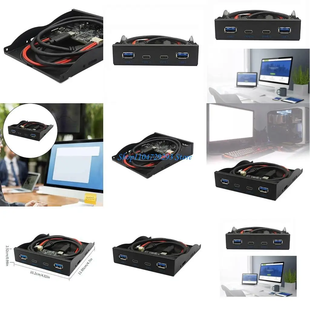 

Y2GD 4Port USB HUB Computer Chassis Front Panel USB3.2 GEN2 TypeC HUB Efficient HUB