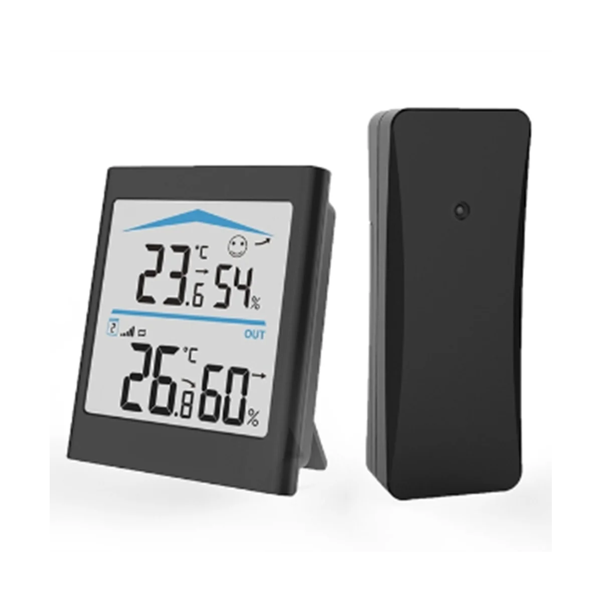 Digital LCD Weather Station Indoor Outdoor Trend Hygrometer Thermometer Wireless Remote Sensor Motion(Black)