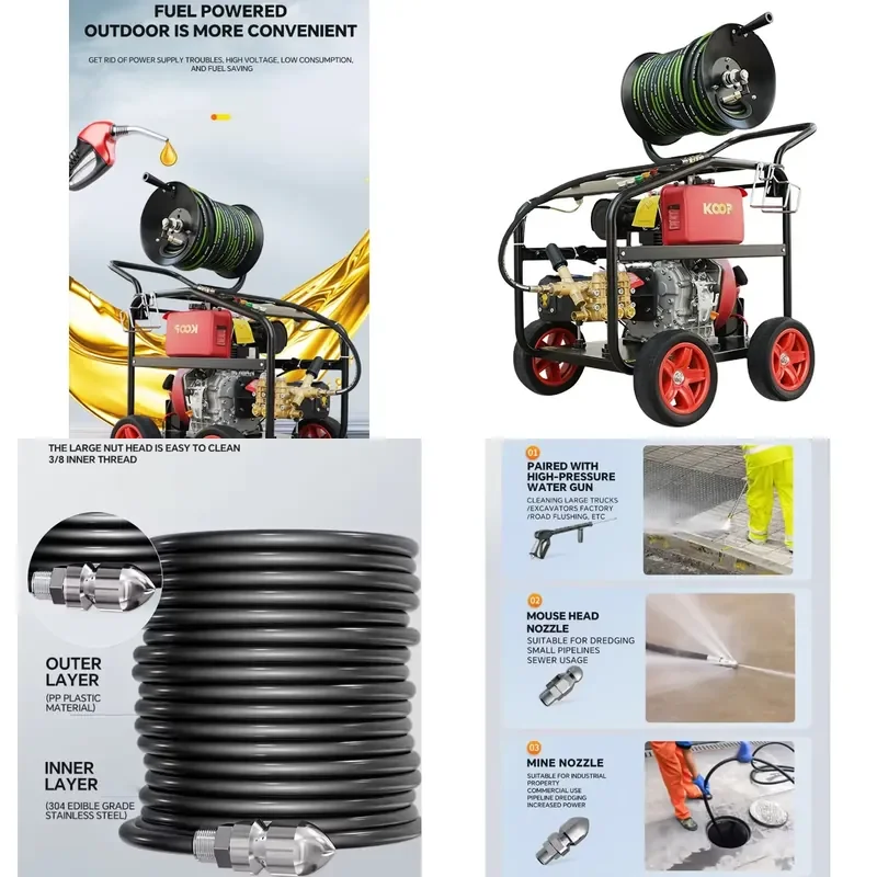 180bar 30LPM Oil High-Pressure Jet Washer for Pipe Dredging Machine Sewer Cleaning Equipment with Reliable Pump and Motor