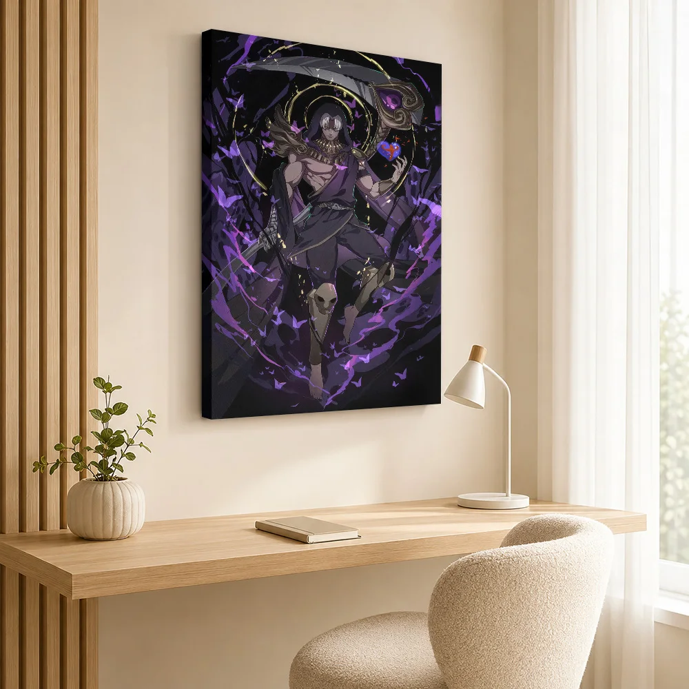 Grim Reaper with Heart and Scythe Framed Canvas Poster Personalized Photo Gothic Horror Canvas Wall Art for Home Theater Decor