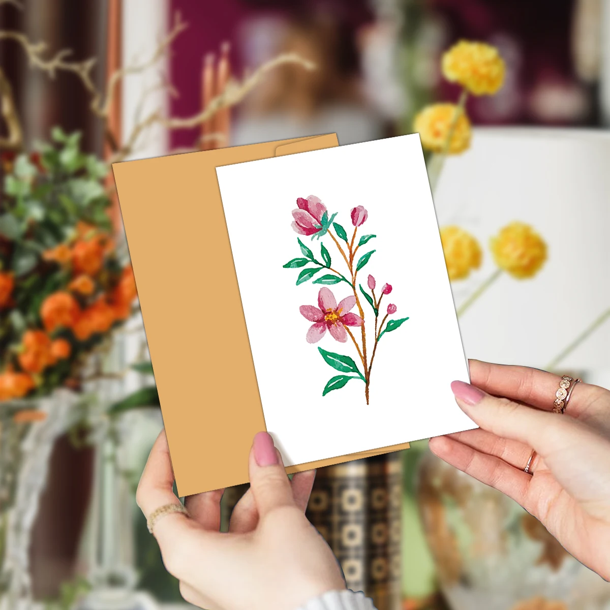 12 Stück Aquarell-Blumen-Grußkarten mit botanischem Design und Umschlägen für Dankeschön, Geburtstag, Hochzeit, Brautparty, alle Gelegenheiten – Detail 5