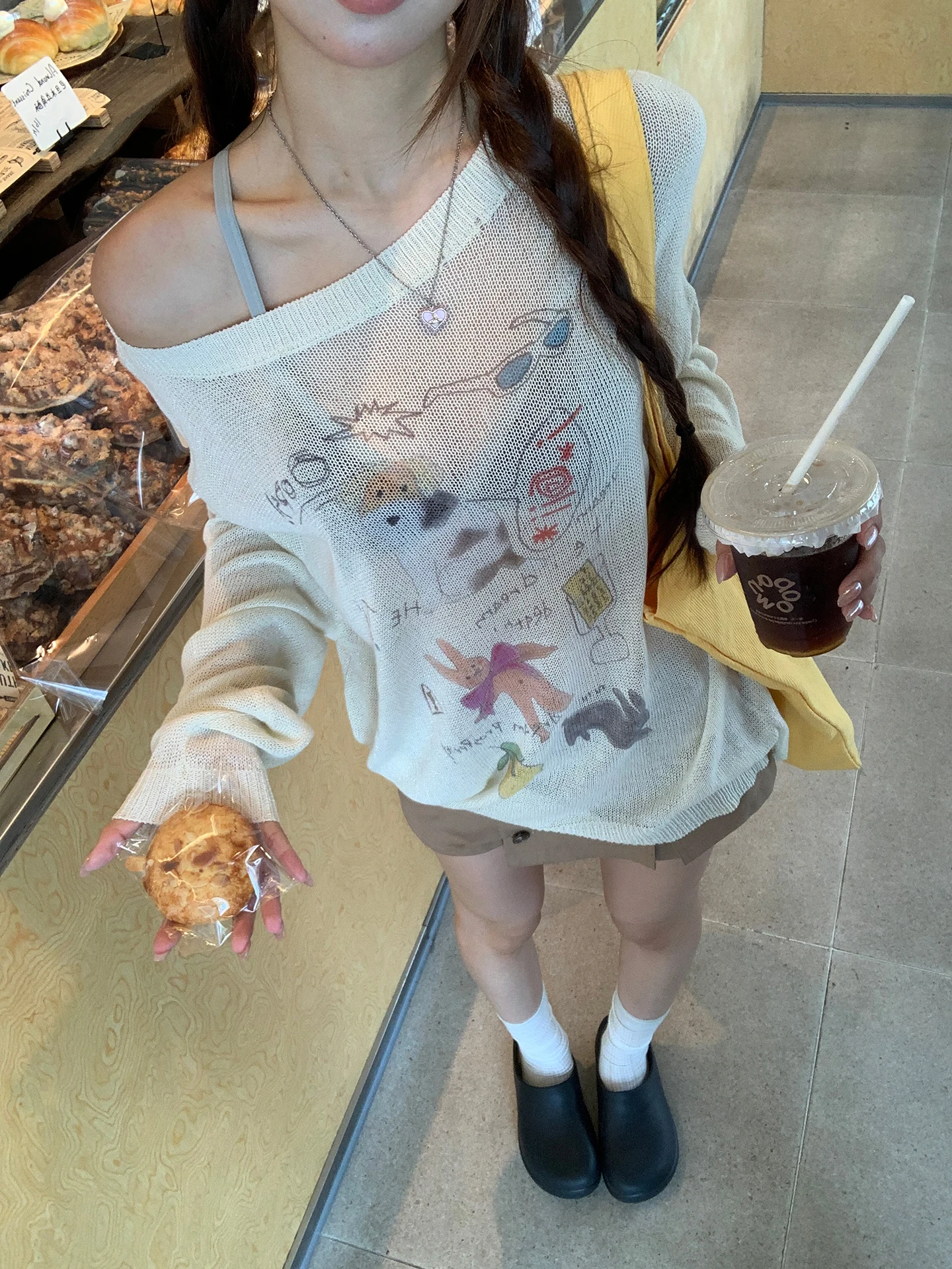 

G Sle уникальное вязаное плечо Bared Long Sve Sun Protection irt для женщин, летние поездки на работу, простой дизайн T irt