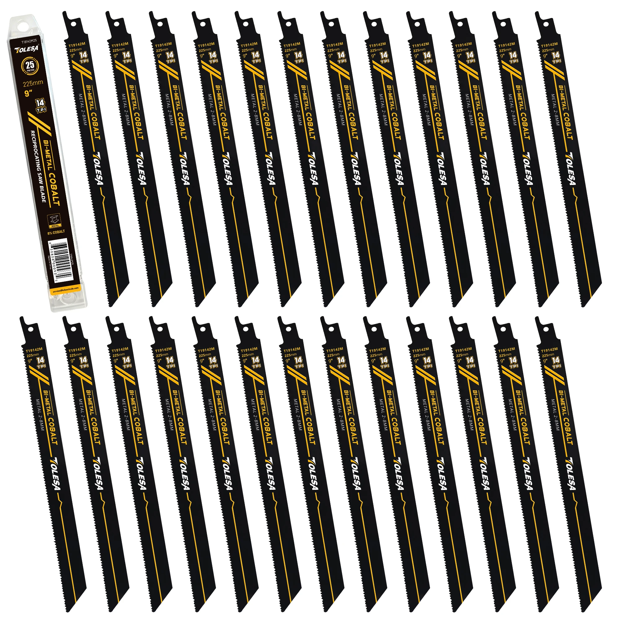 TOLESA Hojas de sierra sable bimetálicas de 9 pulgadas para corte de metal pesado y varillas corrugadas, 5/10/25 unidades