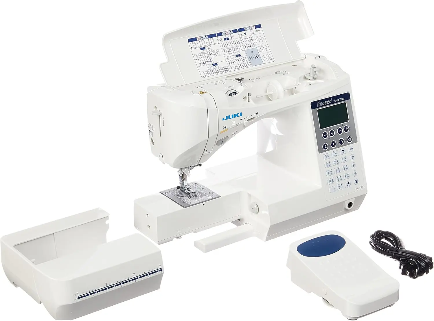 HZL-F300 Sewing and Quilting Machine White Automatic One Touch Needle Threader and Automatic Thread Cutting