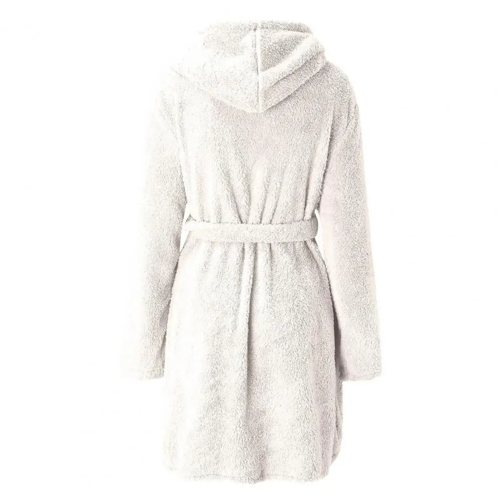 Everyday Cozy Bathrobe Cozy Women's Winter Hooded Nightgown Robe with Pockets Tie Waist Plush Flannel Pajamas for Home Sauna