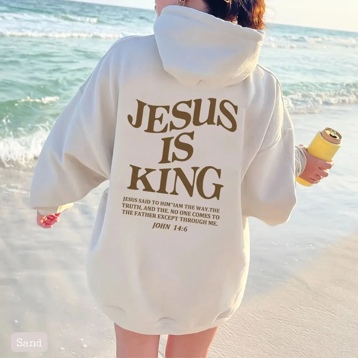 

JESUS IS King Autumn/Winter Hoodie Women's Amazon Hooded Long Sleeve Double Sided Letter Print Plus Size Women's Clothing