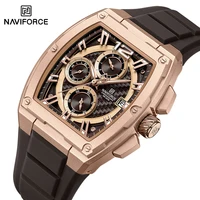 NAVIFORCE, relojes clásicos originales para hombre, banda de silicona a la moda, reloj de pulsera con indicador de fecha automático de cuarzo, reloj deportivo resistente al agua para hombre