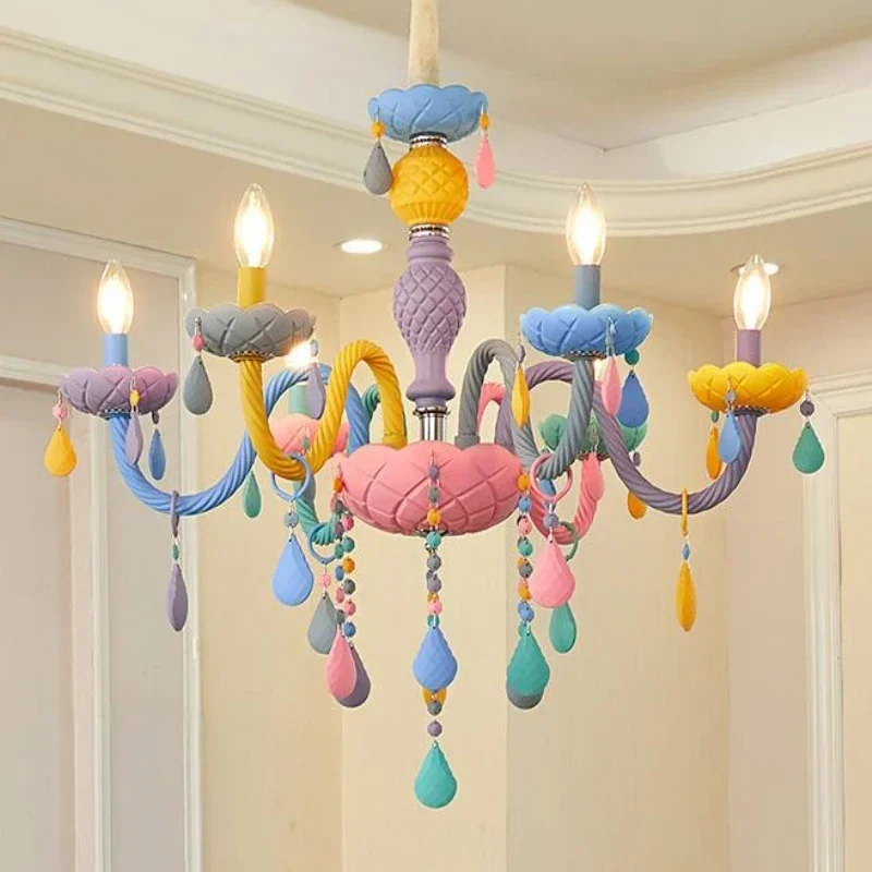 Imagem -02 - Nordic Led Rainbow Chandelier para Crianças Lâmpada Pendurada em Velas Luzes do Quarto Princesa Lustres para Menina Quarto de Criança Americano