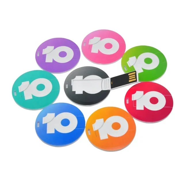 Mini Clé USB Ronde Personnalisée avec Logo Coloré, 2 Go, 4 Go, 8 Go, 16 Go, 32 Go, 100 Pièces/Uno, Cadeau