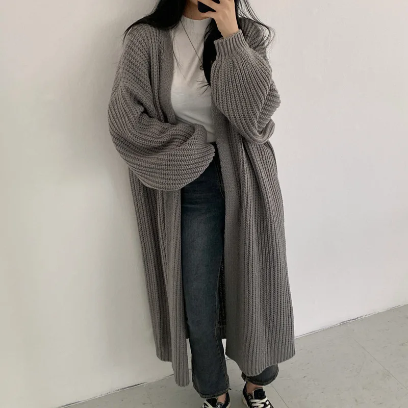 

Autumn Winter Women Long Sleeve Cardigan Female Cotton Sweater Cardigans Loose Pocket Vintage Solid Casual Coat Ladies Outerwear