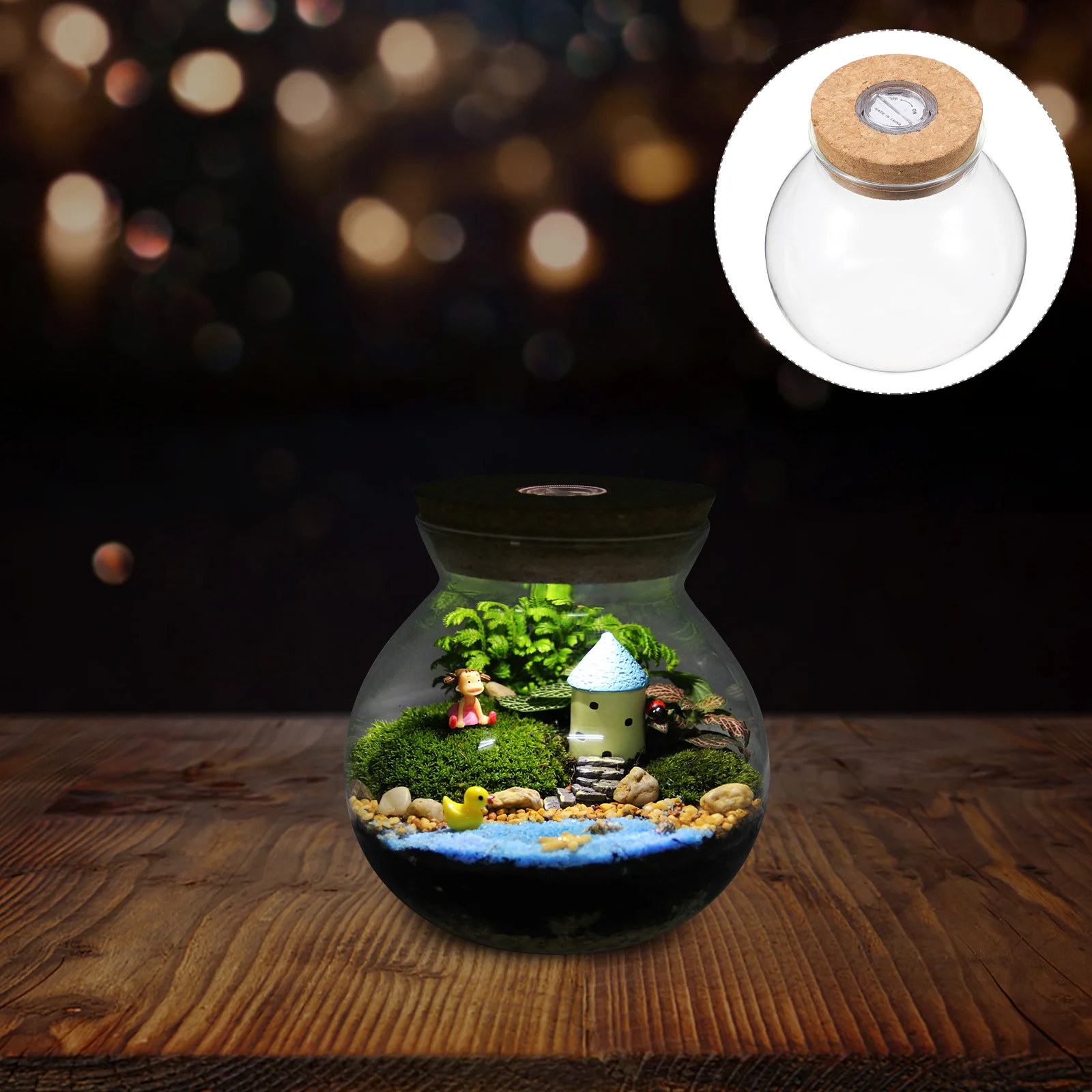 Landscape Bottle DIY Terrarium with LED Light Desktop Micro Crafts High Borosilicate Glass Container Decoration