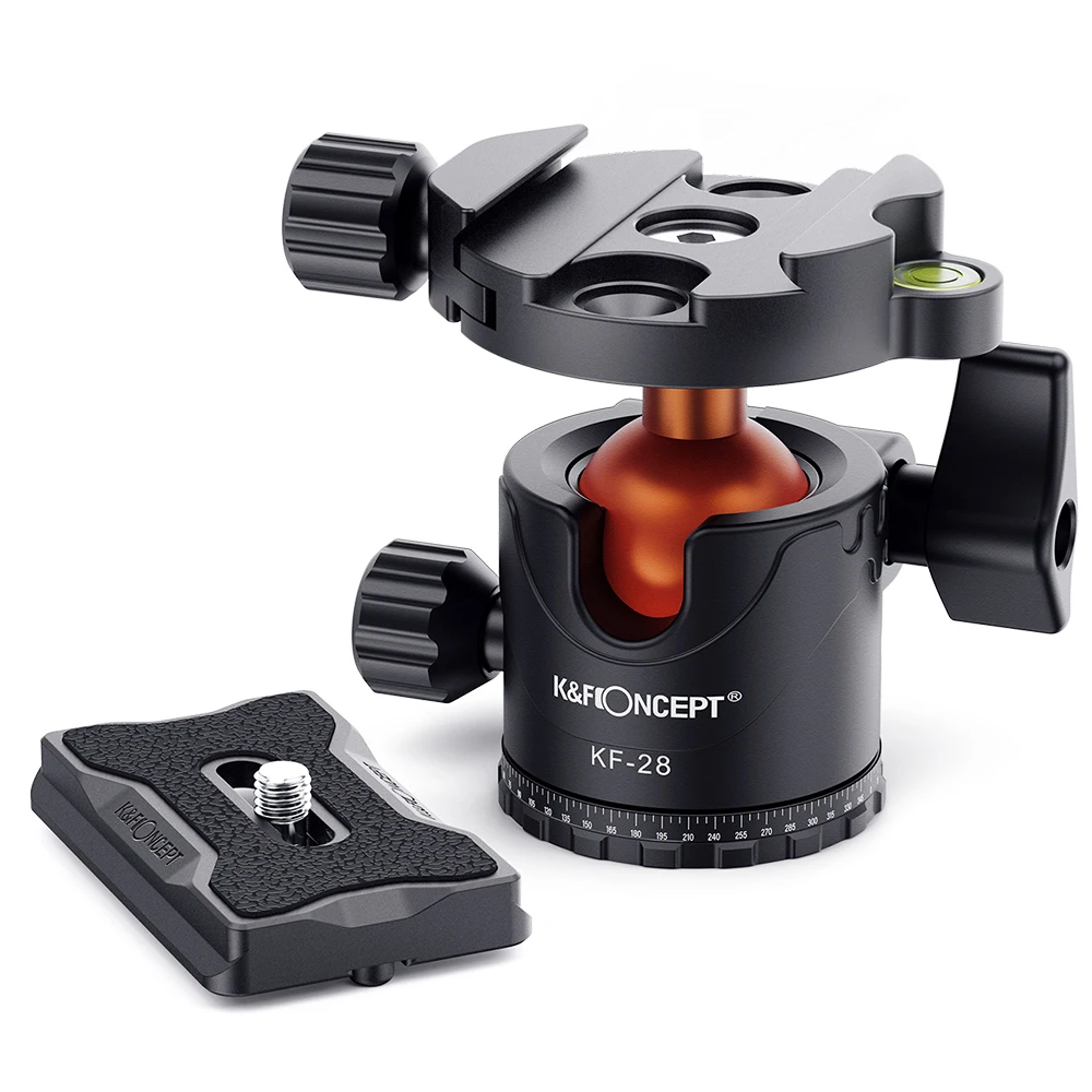 Ballhead Tripod Mount Adapter 28mm Large Ball Head Adapter QR Plate 1/4 Inch Aluminium Alloy 10kg Payload