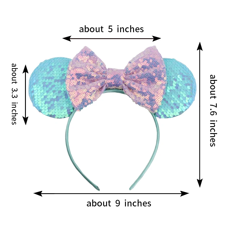 1pc Sweet Mouse Ear Hair Hoop Sparkling Bow Princess Hairband for Girls' Daily Party Theme Park Wearing Gift Hair Accessories