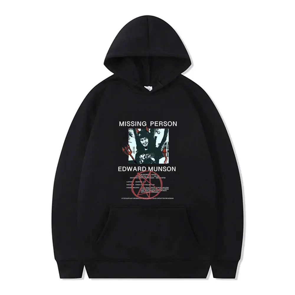 

Missing Poster Eddie Munson Hoodie The Demogorgon Cannibal Flower Monster Hooded Sweatshirt Men Women Funny Oversized Hoodies