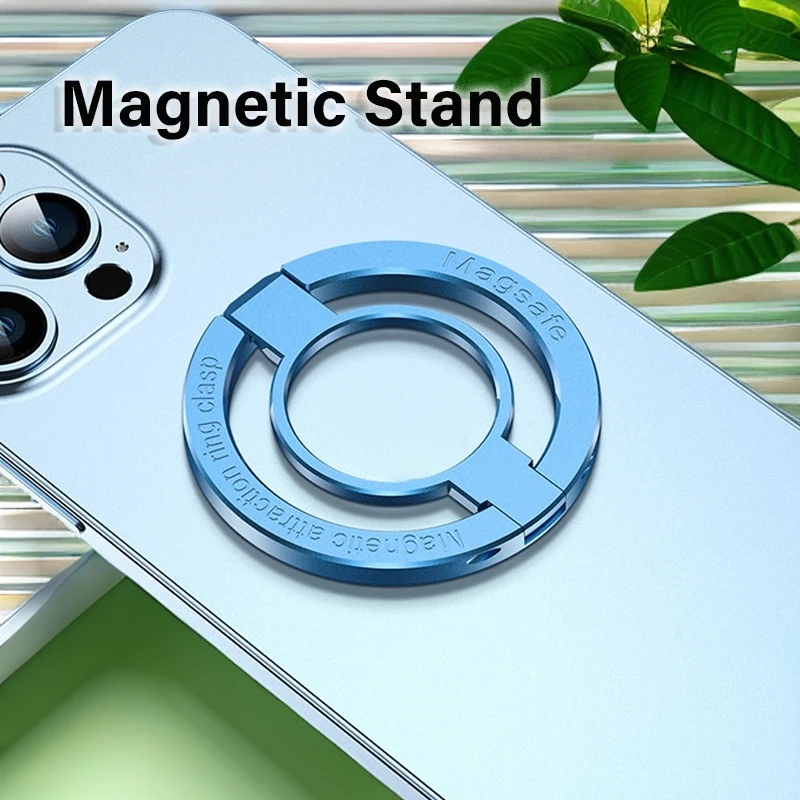 حامل حلقة إصبع للهاتف المحمول لمسند MagSafe بمقبض مغناطيسي قوي وقابل للطي وإبزيم معدني محمول لهاتف iPhone Samsung #3