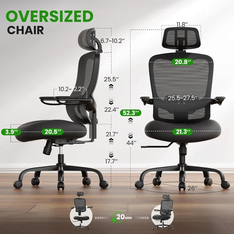 Ergonomic Office Chair Big and Tall - 350LBS Capacity, 6'5