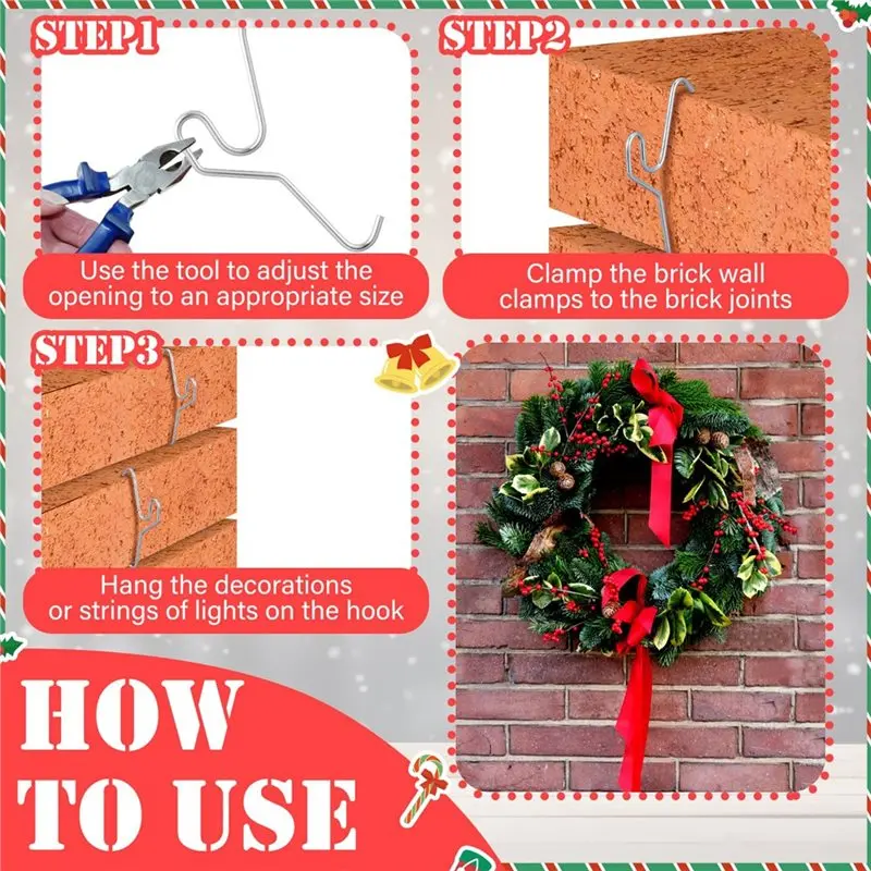 2025 الاتجاه يناسب 2-1/4 إلى 2-2/5 بوصة الطوب العالي تصاعد 24 حزمة لسلك معلق في الهواء الطلق، خطافات الطوب مقاطع الحائط للتزيين #5