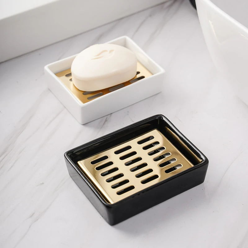 Double-Deck Drain Soap Box, Portable, Light, Luxury, High-end, Creative, Home Toilet, Perforation-free, Water-free, Storage Dish