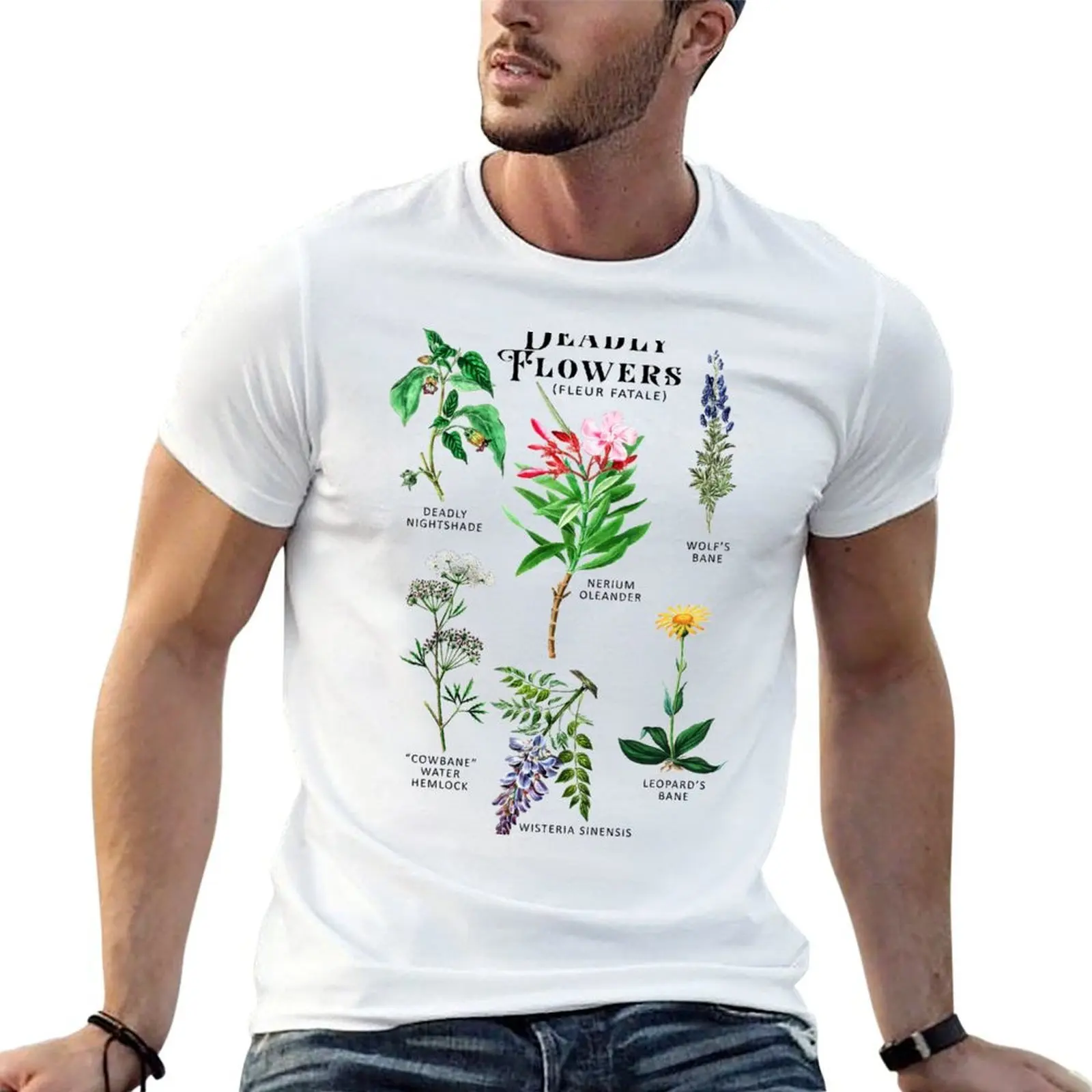 Poisonous Flowers Deadly Fleur Fatale Botanicals Plants T-Shirt Short sleeve tee vintage t shirts T-shirts for men cotton