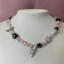 8 ball mushroom star heart fairy y2k beaded necklace funky cute kawaii boho gift aesthetic summer jewelry fashion 2022 woman