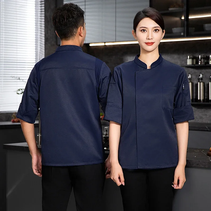 Spring Breathable Single Breasted Food Service Jacket Unisex Embroidery Chef Overalls Hotel Restaurant Kitchen Chef Uniform