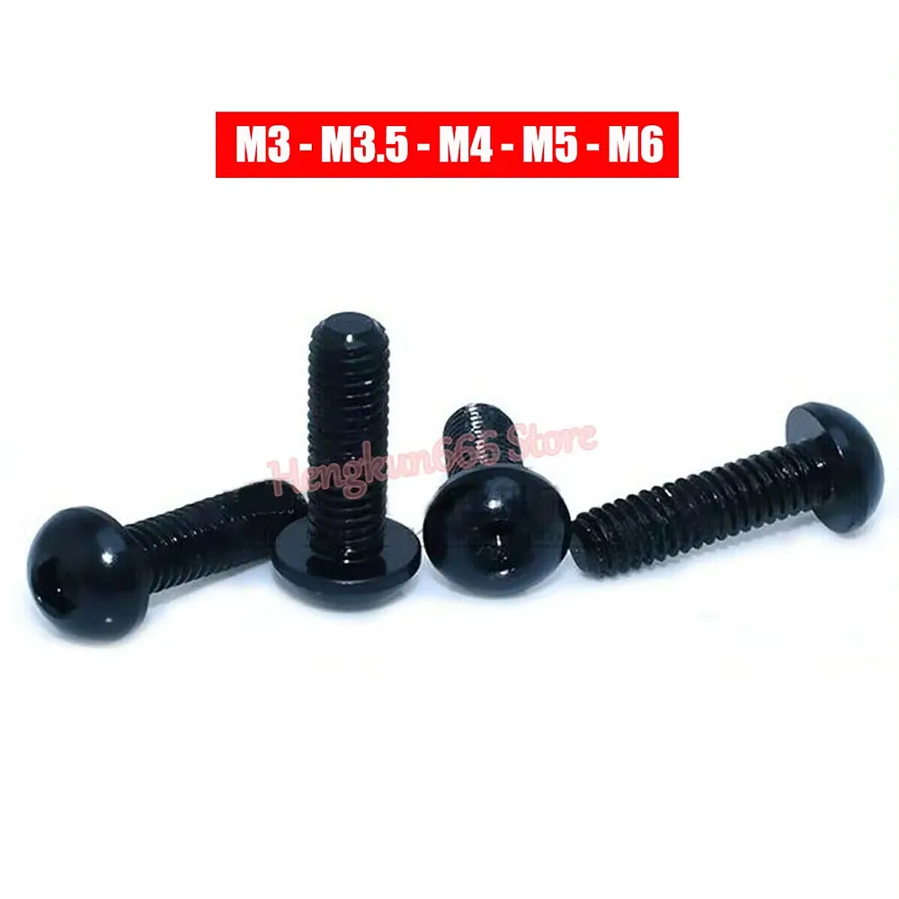 

M3 M3.5 M4 M5 M6 Aluminum Alloy Button Socket Cap Screws Black - Anodized Alu Round Head Allen Bolts Hex Drive Machine Screw