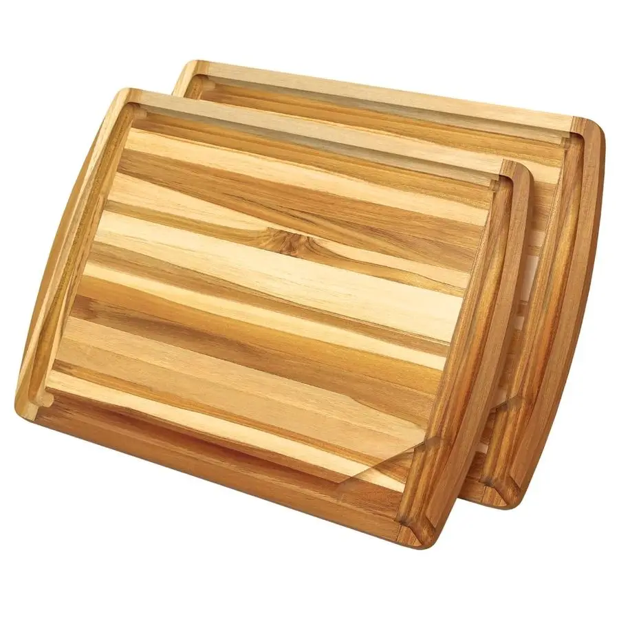 

Разделочная доска из тикового дерева, 2 упаковки, 24x18 с канавкой для сока, очень большой усилитель, прочная разделочная доска для мяса, фруктов и овощей