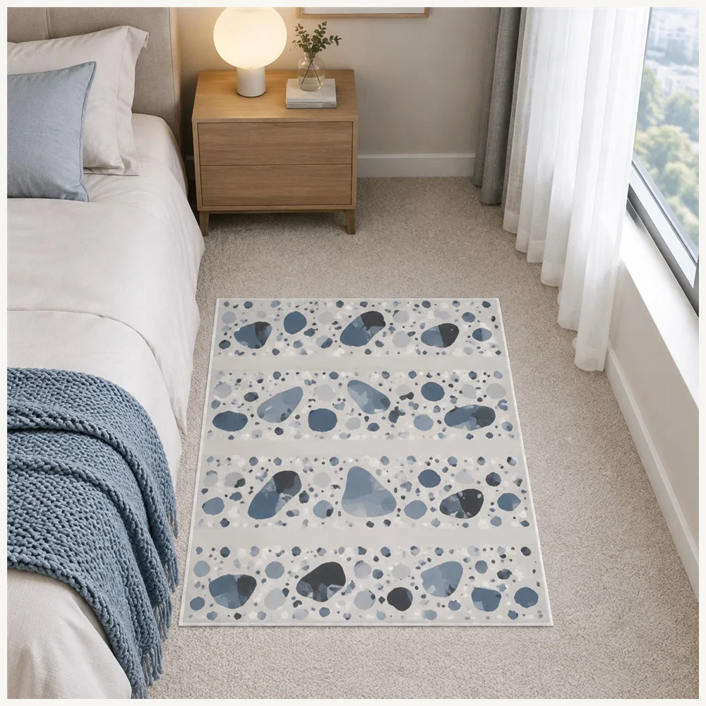 VIKAMA Abstract Terrazzo Speckle Door Mat, Soft Non Slip Flannel Rug, Modern Minimalist Floor Mat for Porch, Garden Room, Snug