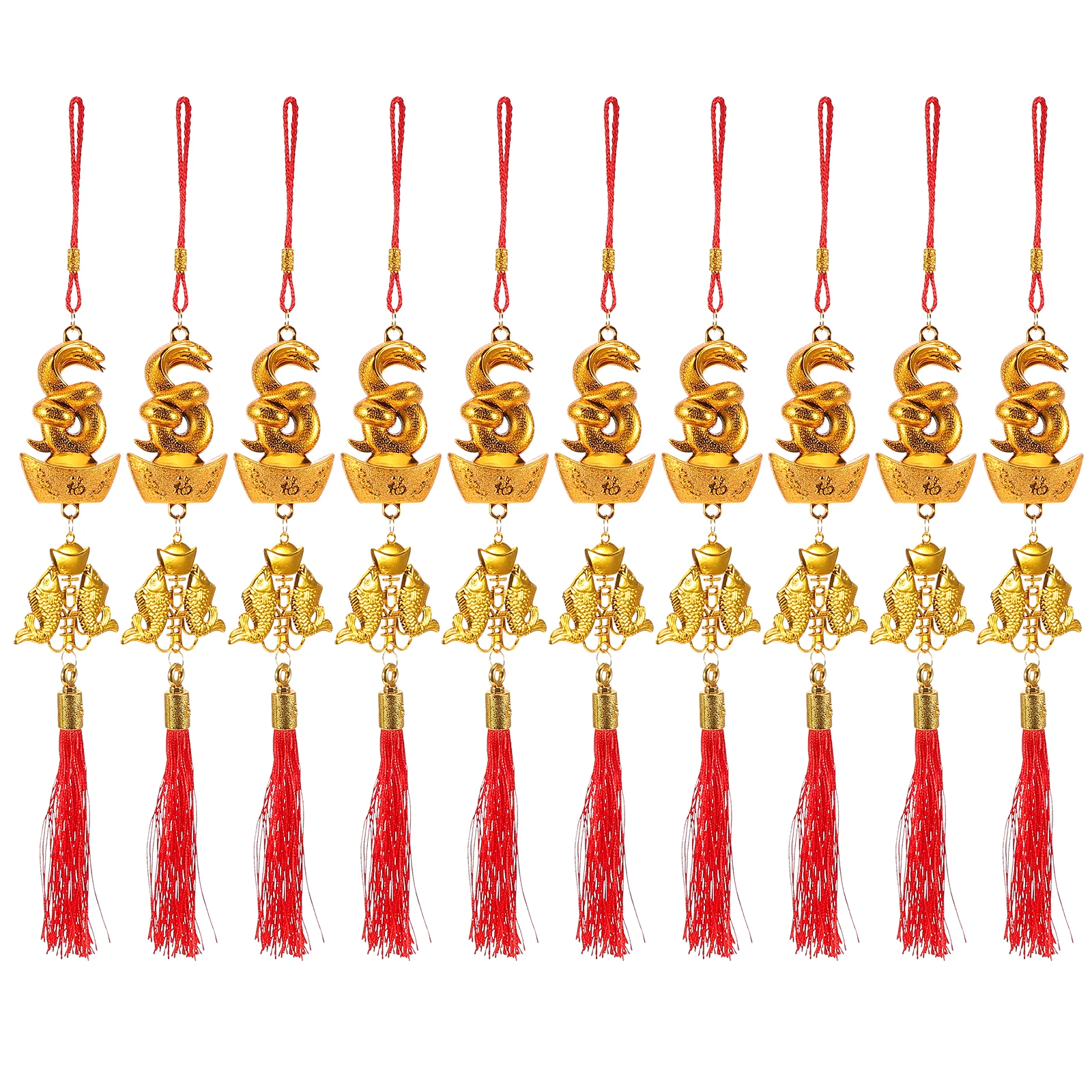 

10 Pcs Festival Gold Plated Snake Pendant New Year Ornament Delicate Chinese Lunar Decorations 2025