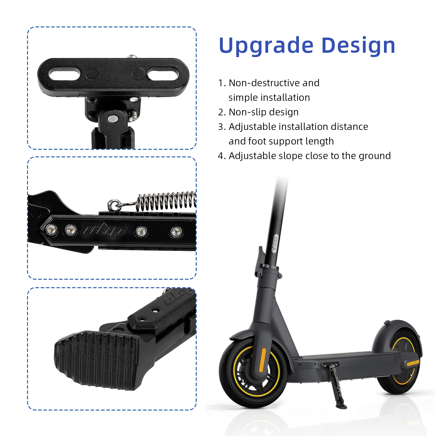 Ulip Scooter V2 Upgrade Adjustable Kickstand Parking Stand For Xiaomi Ninebot Max G30 Zero 10X Kaabo Mantis 10 Electric Scooters