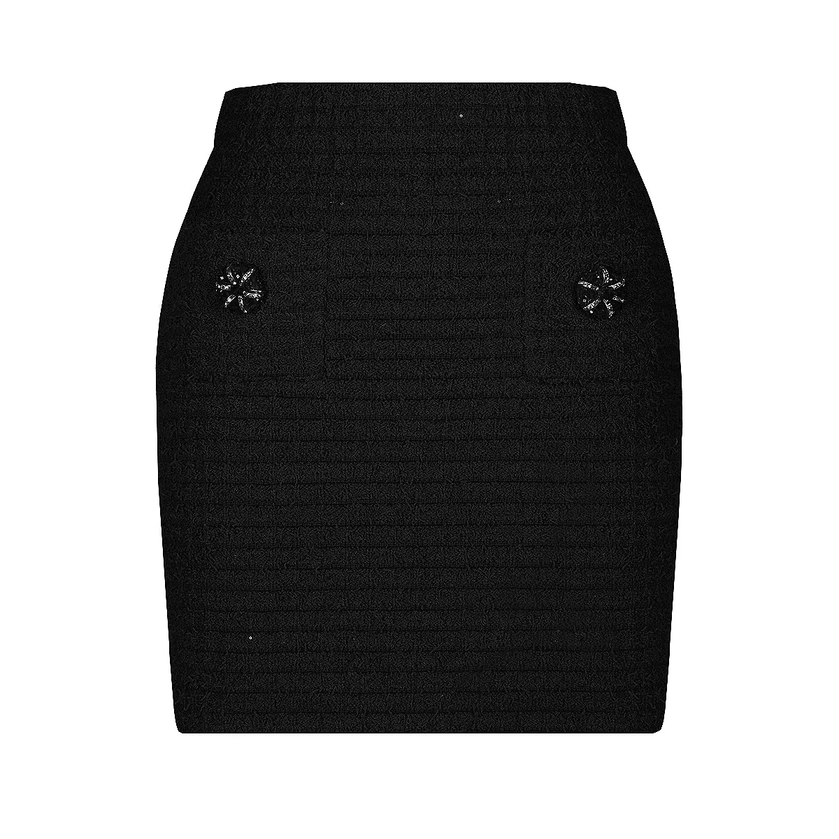 

High Quality Spring And Autumn New Fashion Commuting Heavy Industry Knitted Long Sleeved Round Neck Top Jacket+Half Skirt Set