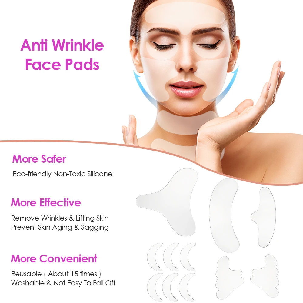 16pcs Reusable Silicone Patches Anti Rimpel Pads Skincare Wrinkle Removal Face Forehead Neck Eye Sticker Skin Care Patch