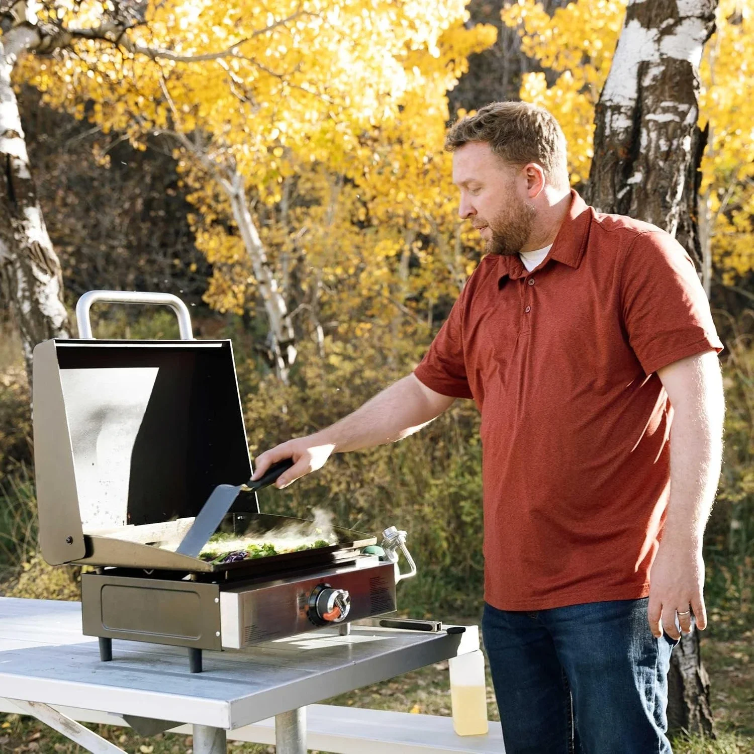 

[New Arrival, Discounted Price!]1814 Stainless Steel Propane Gas Portable, Flat Top Griddle Frill Station for Kitchen, Camping,