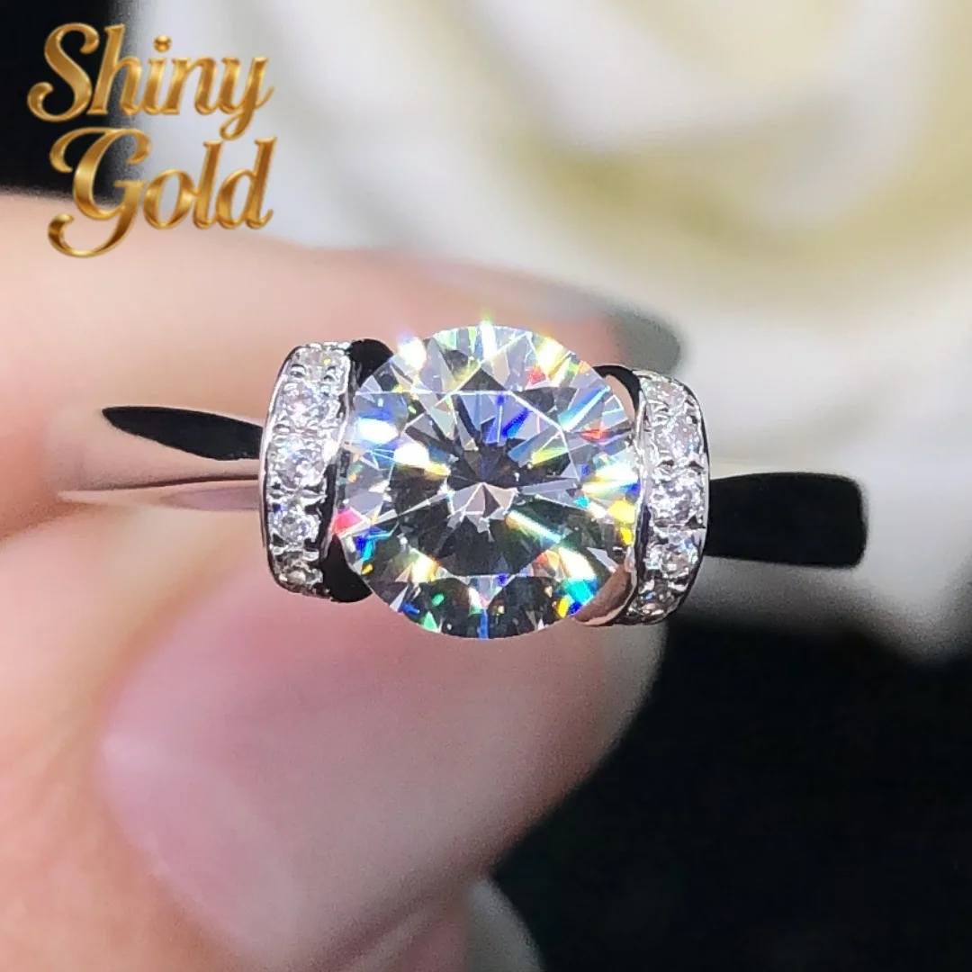 

ShinyGold 1Ctw 6.5mm D VVS1 Moissanite Diamond Engagement Ring Women Wedding Solid Platinum 950 Jewelry Pt950 Stamped R096