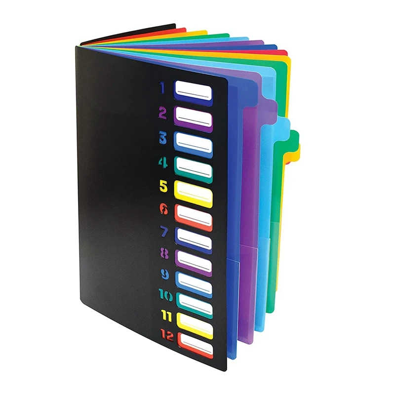 24 Clear Pocket Expanding File Folder 12 Colored Tabs,Holds 300 Sheets, File Organizer,Numbered Index On Cover