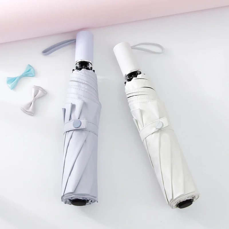 Literary Ins Umbrella, Female Folding Umbrella, Sunny and Rainy Sun Umbrella, Sunscreen and UV Protection Umbrella,Rain Gear