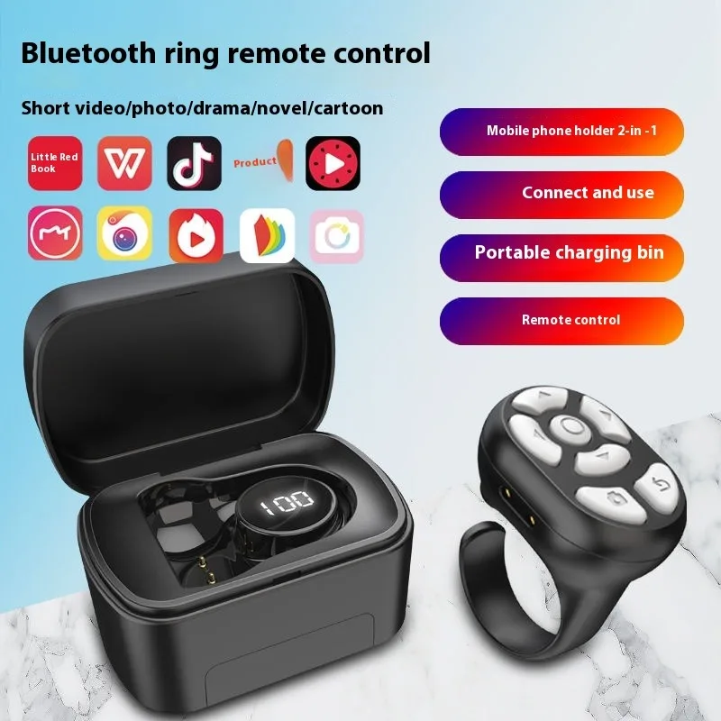 

Smart Ring Bluetooth Read Book Watch Short Video Remote Control Phone Selfie Change Page Turn Reading Hands Free Wearable Mini