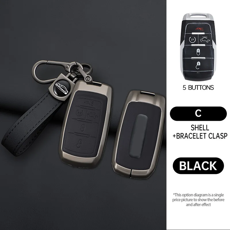 Zinken Legering Auto Afstandsbediening Smart Key Cover Case Beschermer Houder voor Dodge Ram 1500 Rebel 5500 2500 3500 2019 2020 Auto Accessoires