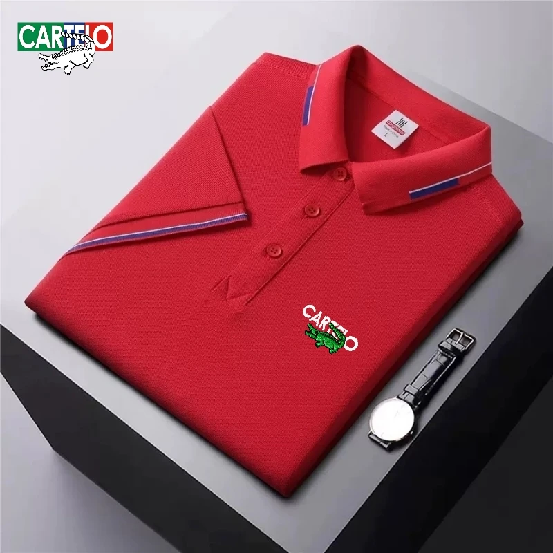 Summer men's high-quality fashionable embroidered logo short sleeved polo shirt, new fashionable, casual, breathable, cool top