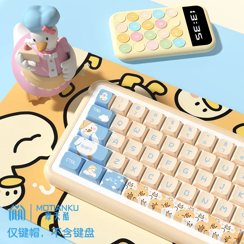 144key Cute Duck Keycaps Cheery Height/Xda Profile Personalized Pbt Thermal Sublimation Mechanical Keycaps For Gaming Keyboard
